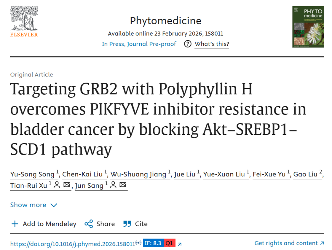 Polyphyllin H targets GRB2 to overcome PIKFYVE inhibitor resistance in bladder cancer via Akt-SREBP1-SCD1 pathway
